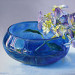 Blue glass bowl with Hydrangea