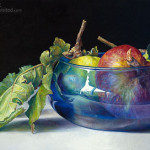 Wild apples in blue bowl