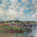 Cattle cooling off in the river