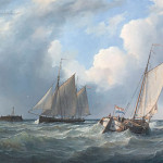 Zeilschepen voor een haveningang